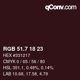 カラーコード: RGB 51.7 18 23 | qconv.com