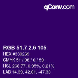 カラーコード: RGB 51.7 2.6 105 | qconv.com