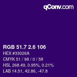 カラーコード: RGB 51.7 2.6 106 | qconv.com