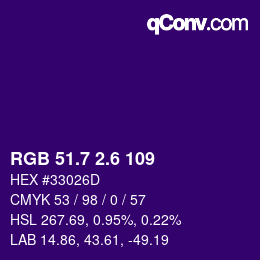 カラーコード: RGB 51.7 2.6 109 | qconv.com