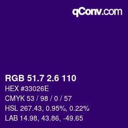 カラーコード: RGB 51.7 2.6 110 | qconv.com