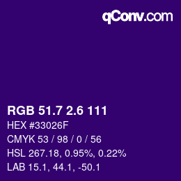 カラーコード: RGB 51.7 2.6 111 | qconv.com