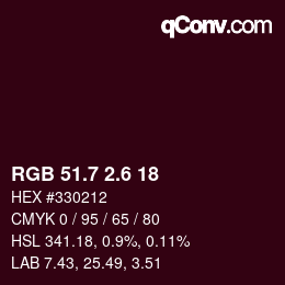 カラーコード: RGB 51.7 2.6 18 | qconv.com