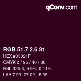 カラーコード: RGB 51.7 2.6 31 | qconv.com