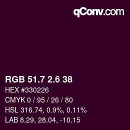 カラーコード: RGB 51.7 2.6 38 | qconv.com