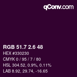 カラーコード: RGB 51.7 2.6 48 | qconv.com