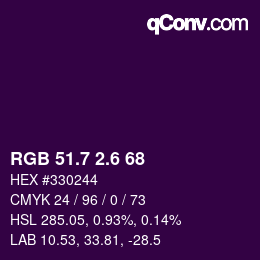 カラーコード: RGB 51.7 2.6 68 | qconv.com