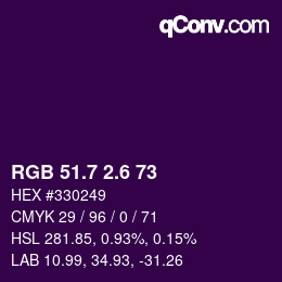 カラーコード: RGB 51.7 2.6 73 | qconv.com