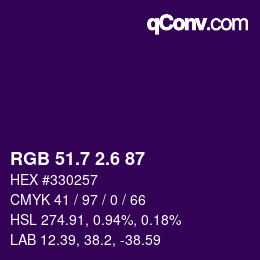 カラーコード: RGB 51.7 2.6 87 | qconv.com