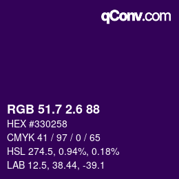カラーコード: RGB 51.7 2.6 88 | qconv.com