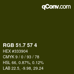 カラーコード: RGB 51.7 57 4 | qconv.com