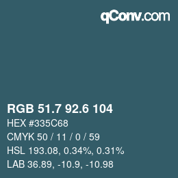 カラーコード: RGB 51.7 92.6 104 | qconv.com