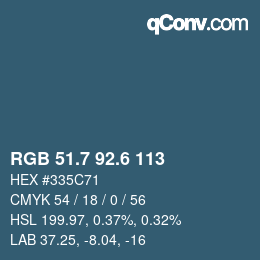 カラーコード: RGB 51.7 92.6 113 | qconv.com