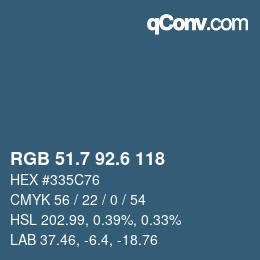 カラーコード: RGB 51.7 92.6 118 | qconv.com