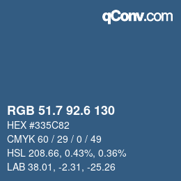 カラーコード: RGB 51.7 92.6 130 | qconv.com