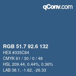 カラーコード: RGB 51.7 92.6 132 | qconv.com
