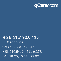 カラーコード: RGB 51.7 92.6 135 | qconv.com