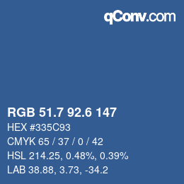 カラーコード: RGB 51.7 92.6 147 | qconv.com