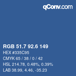 カラーコード: RGB 51.7 92.6 149 | qconv.com