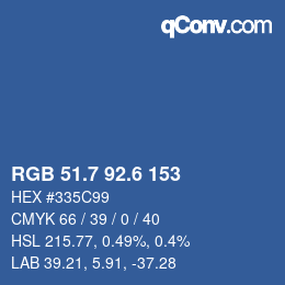 カラーコード: RGB 51.7 92.6 153 | qconv.com