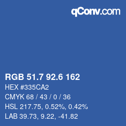 カラーコード: RGB 51.7 92.6 162 | qconv.com