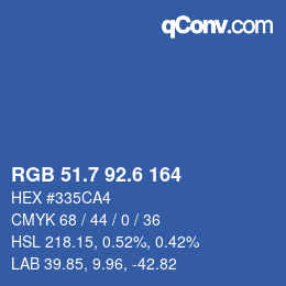 カラーコード: RGB 51.7 92.6 164 | qconv.com