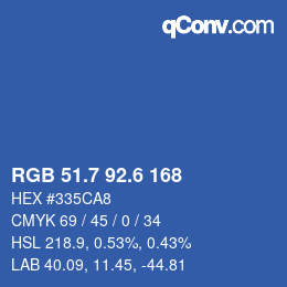 カラーコード: RGB 51.7 92.6 168 | qconv.com