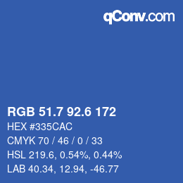 カラーコード: RGB 51.7 92.6 172 | qconv.com