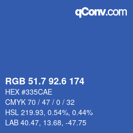 カラーコード: RGB 51.7 92.6 174 | qconv.com