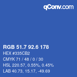 カラーコード: RGB 51.7 92.6 178 | qconv.com