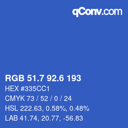 カラーコード: RGB 51.7 92.6 193 | qconv.com