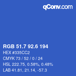 カラーコード: RGB 51.7 92.6 194 | qconv.com