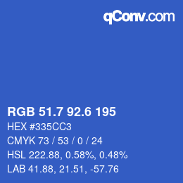 カラーコード: RGB 51.7 92.6 195 | qconv.com