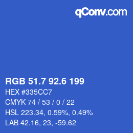 カラーコード: RGB 51.7 92.6 199 | qconv.com