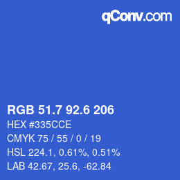 カラーコード: RGB 51.7 92.6 206 | qconv.com