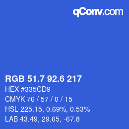 カラーコード: RGB 51.7 92.6 217 | qconv.com