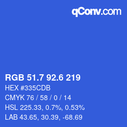 カラーコード: RGB 51.7 92.6 219 | qconv.com