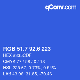 カラーコード: RGB 51.7 92.6 223 | qconv.com