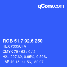 カラーコード: RGB 51.7 92.6 250 | qconv.com