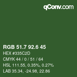 カラーコード: RGB 51.7 92.6 45 | qconv.com