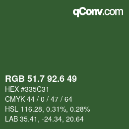 カラーコード: RGB 51.7 92.6 49 | qconv.com