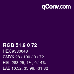カラーコード: RGB 51.9 0 72 | qconv.com