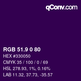 カラーコード: RGB 51.9 0 80 | qconv.com