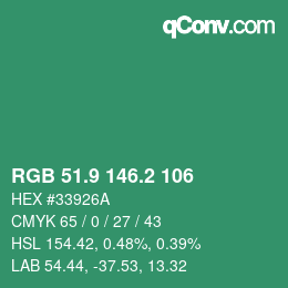 カラーコード: RGB 51.9 146.2 106 | qconv.com