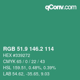 カラーコード: RGB 51.9 146.2 114 | qconv.com