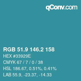 カラーコード: RGB 51.9 146.2 158 | qconv.com