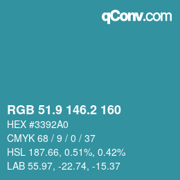 Color code: RGB 51.9 146.2 160 | qconv.com