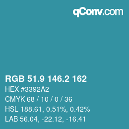 カラーコード: RGB 51.9 146.2 162 | qconv.com