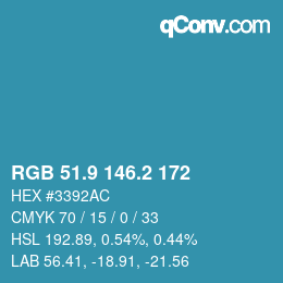 カラーコード: RGB 51.9 146.2 172 | qconv.com