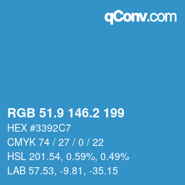 Color code: RGB 51.9 146.2 199 | qconv.com